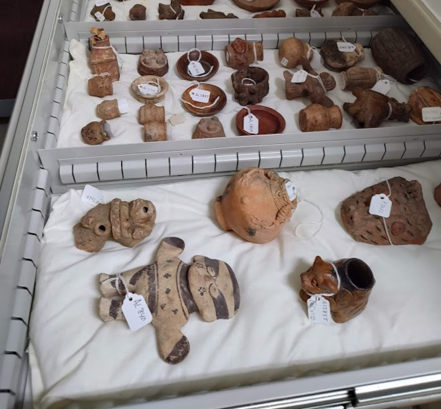 Objects in storage after inventory and cataloging.